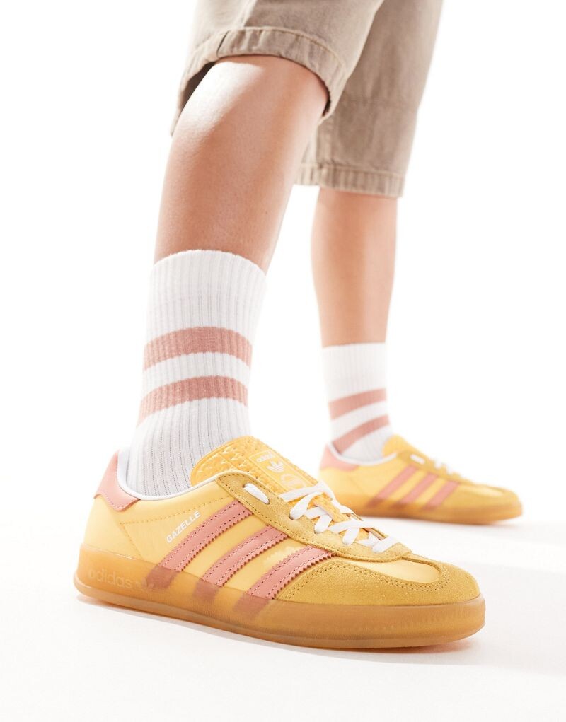 

Adidas Originals - Gazelle Indoor - Желто-розовые кроссовки на резиновой подошве, Розовый, Adidas Originals - Gazelle Indoor - Желто-розовые кроссовки на резиновой подошве