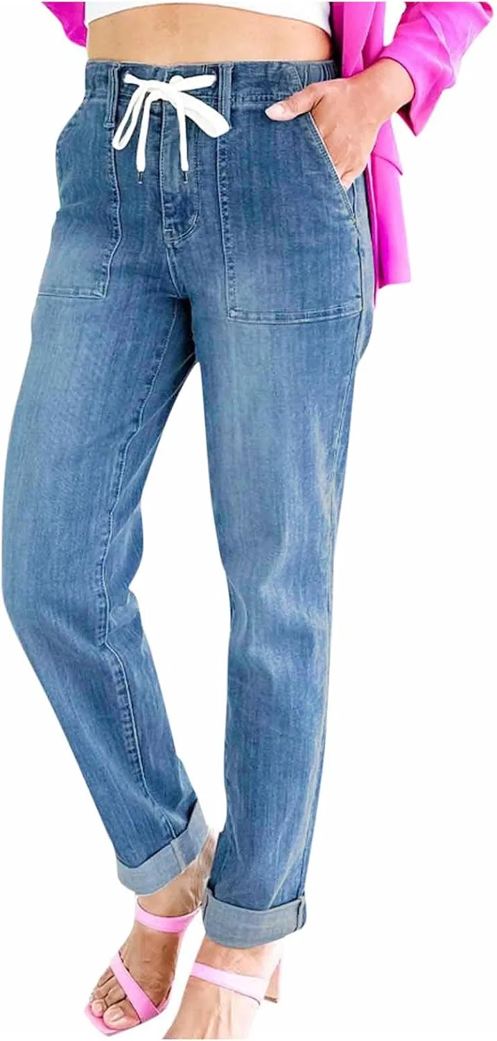 

Джинсы женские High Waisted Stretchy Baggy Straight Wide Leg