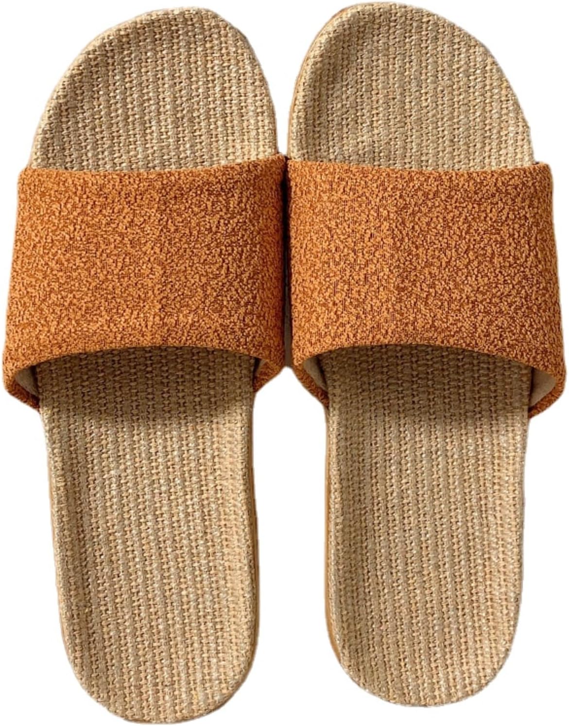 

Льняные тапочки для женщин и мужчин, летние домашние прохладные тапочки с мягкой подошвой, противоскользящие, износостойкие, для пары, с открытым носком, дышащие домашние обувь Iwhgrmp, оранжевый