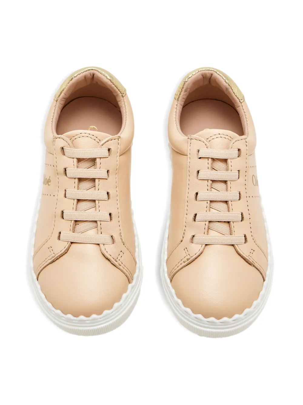 Кожаные кроссовки с фестончатой отделкой Chloé Kids, розовый — фото 3