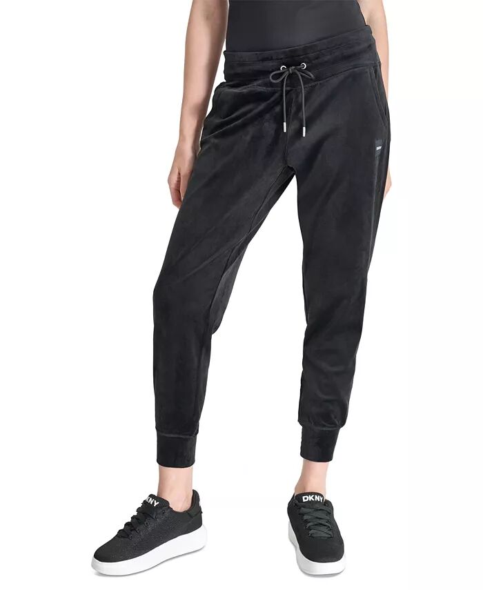 

Женские велюровые брюки-джоггеры Platinum Slim-Fit DKNY, черный