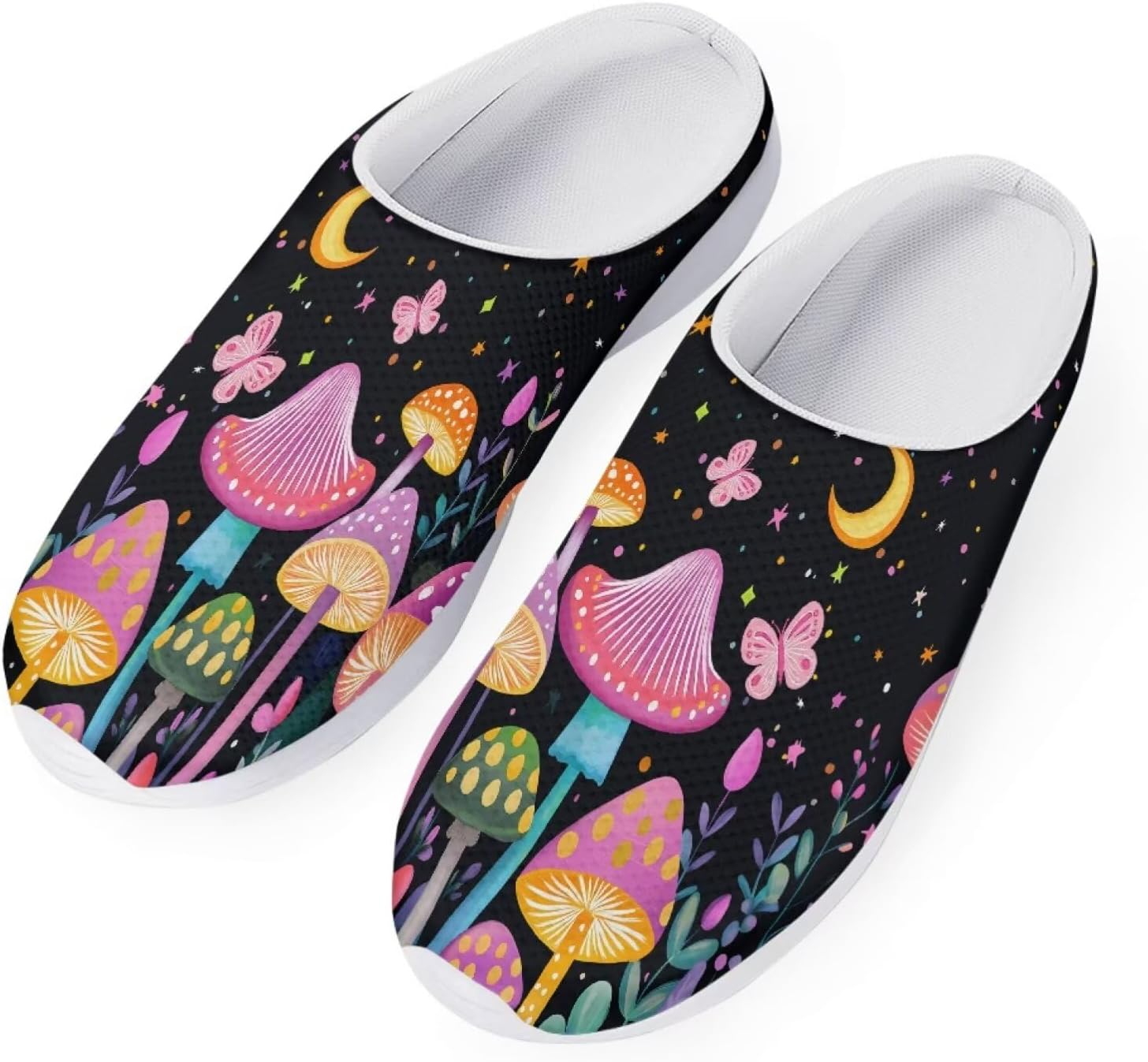 

Женские мюли-кроссовки Forchrinse Tropical Hibiscus Palm с сеткой, легкие и дышащие, для прогулок, Mushroom Flower Moon