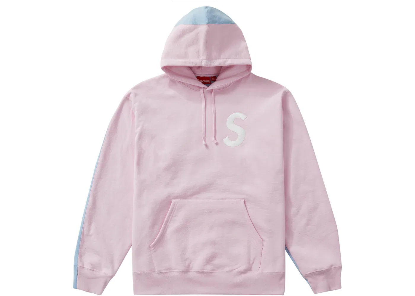 Мужская худи с капюшоном с принтом Supreme S Logo Split Hooded Sweatshirt Supreme, Light Pink