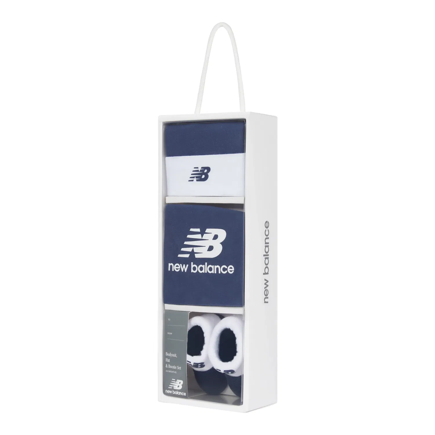 Детский комплект из боди, пинеток и шапочки с коротким рукавом Stacked Logo New Balance, Nb Navy — фото 3