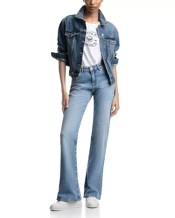 Женские джинсы с завышенной талией Emporio Armani, Dark Blue Denim — фото 2