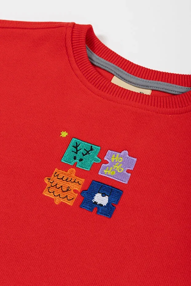 Детские свитшот для девочек с вышивкой Christmas Embroidery Beetlebeez, Red — фото 3