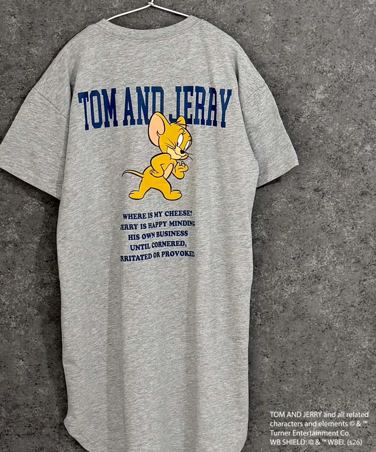 Детское хлопковое платье оверсайз с коротким рукавом TOM&JERRY, Heather Grey
