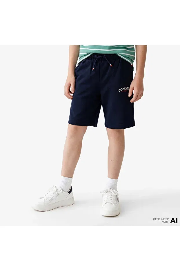 Детские шорты для девочек с принтом Tommy Hilfiger, Navy Blue — фото 3