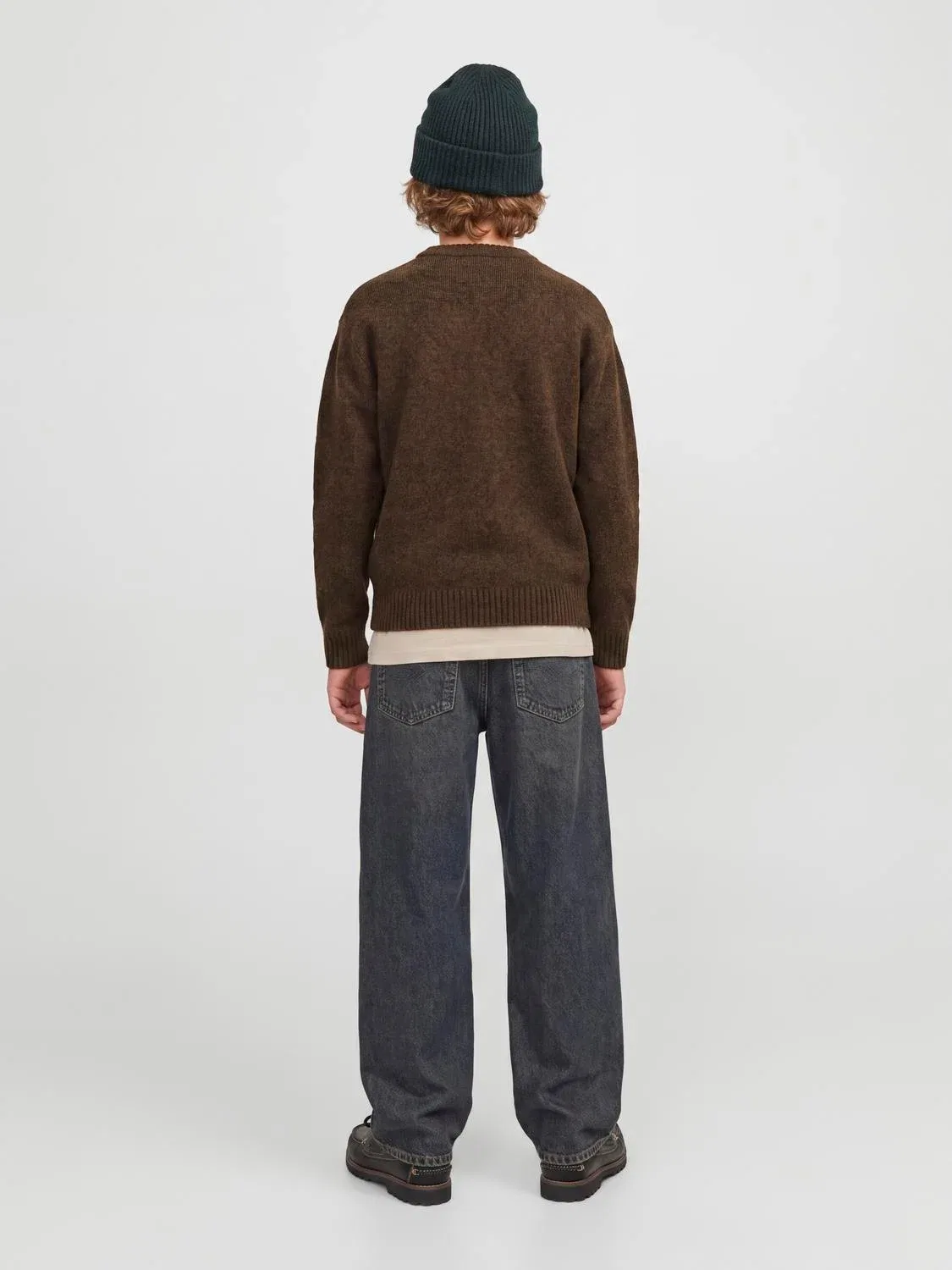 Пуловер вязаный Jjesoho Jack & Jones Junior, коричневый — фото 3