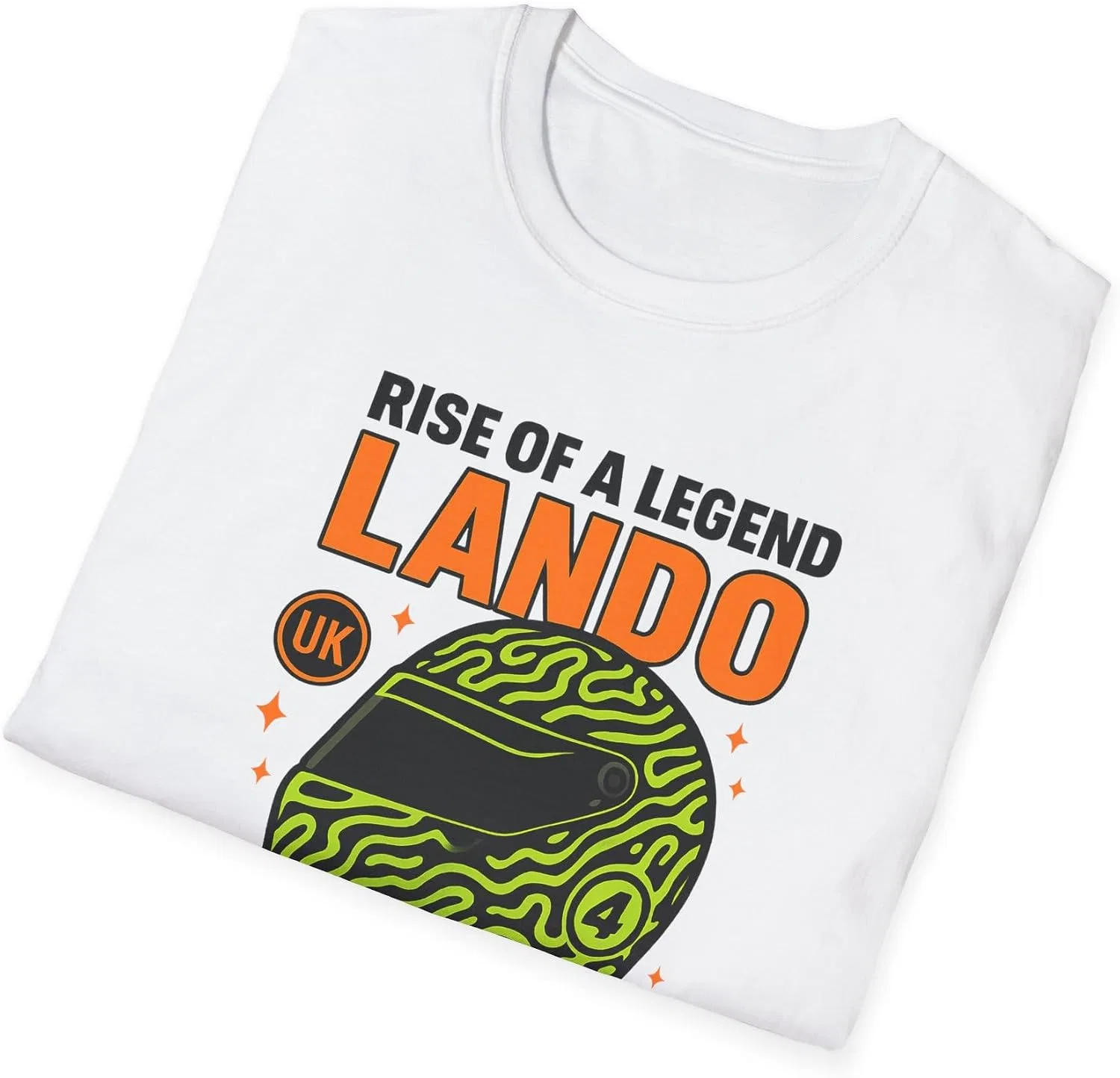 Женская футболка с принтом Salute to Norris, Formula Racing Champion 2025, Retro Lando Helmet Tee, Rise of a Legend, белый — фото 3