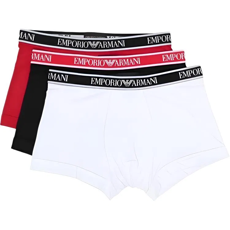 Мужские трусы-боксеры, комплект из 3 штук, EMPORIO ARMANI, Red/Black/White