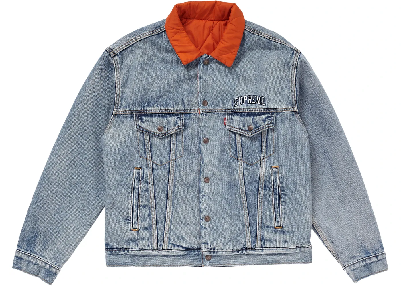 Мужская куртка-тракер стеганая двусторонняя Supreme Levis Quilted Reversible Trucker Jacket, Blue