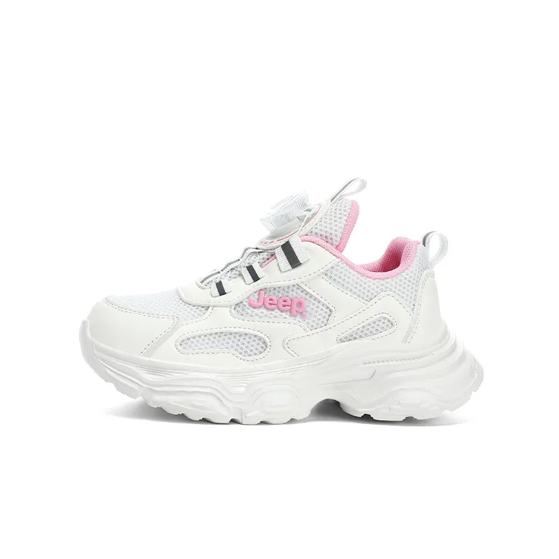 Детские кроссовки Jeep с сетчатым верхом, Low Top Running Shoes, Jeep, Ivory White/Sakura Pink