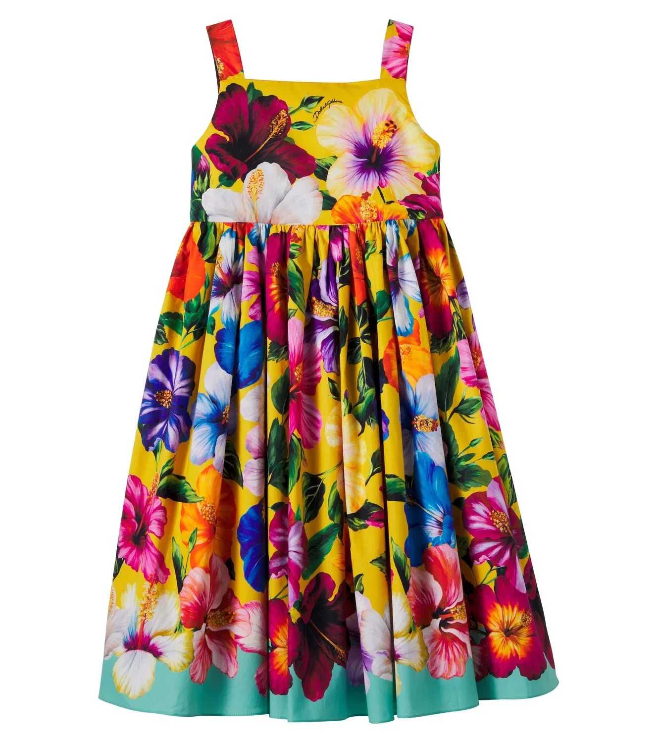 Плиссированное платье с цветочным принтом Dolce&Gabbana Kids, желтый