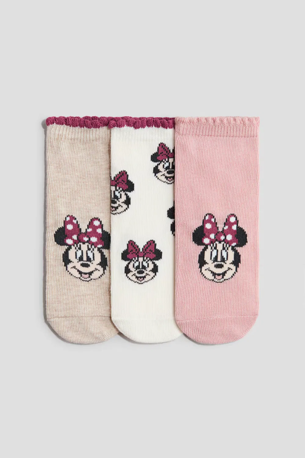 Набор из 3 жаккардовых носков H&M, Rosa/Micky Maus