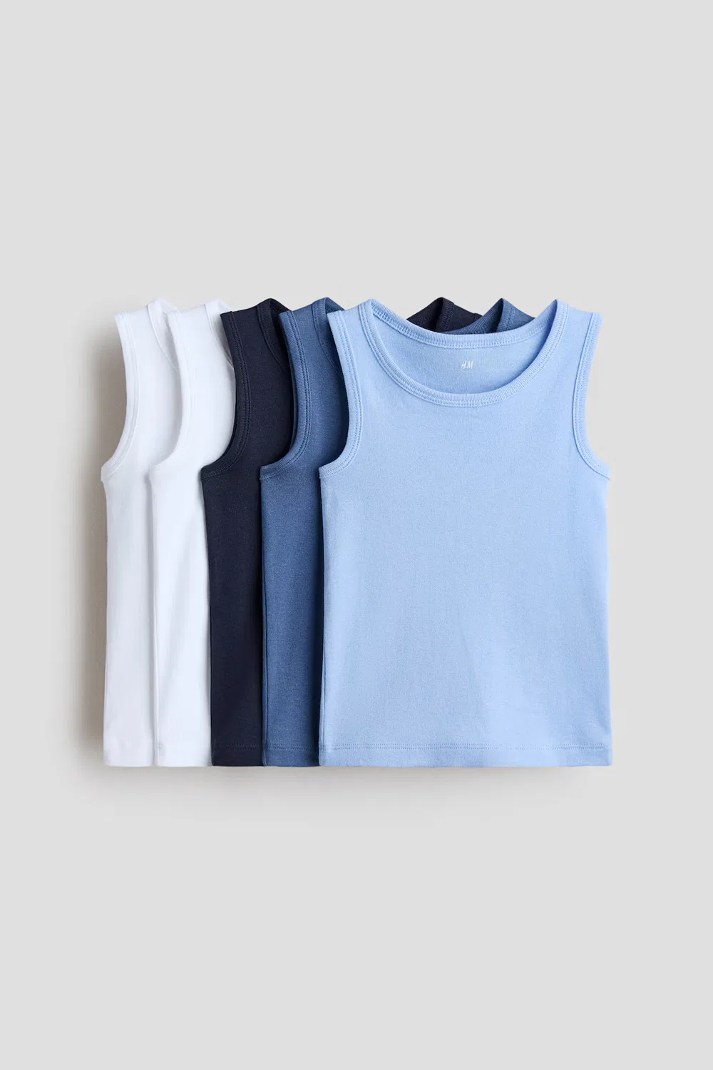 5 хлопковых маек в упаковке H&M, Marineblau/Weiß
