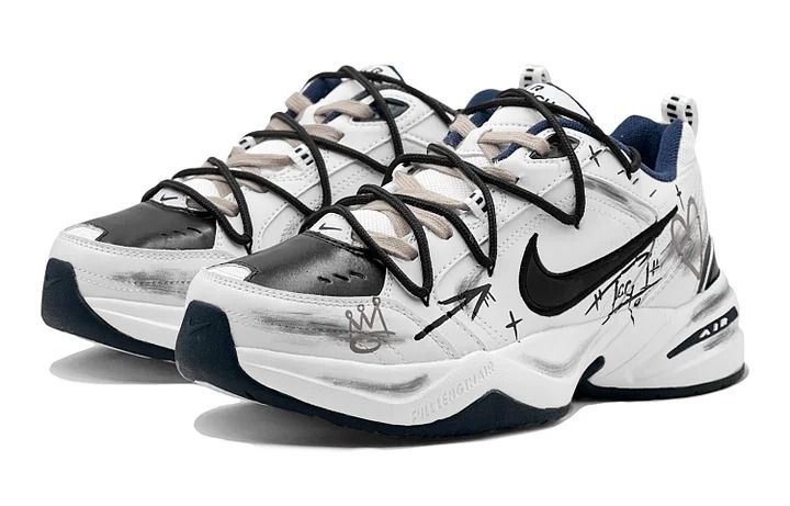 Кастомизированные кроссовки Nike Air Monarch 4 Chunky Sneakers Unisex, черный/белый — фото 3