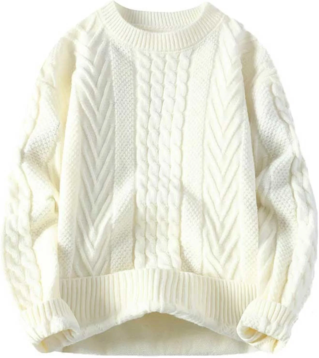 Женский свитер оверсайз с косами 90s Vintage Cable Knit, белый