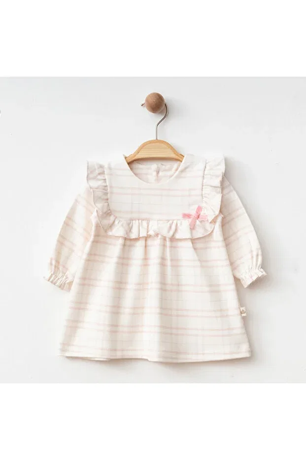 Детское платье для девочек хлопковое Organic Baby Girl Plaid Printed Dress With Bow Detail Generic Brands, Pink