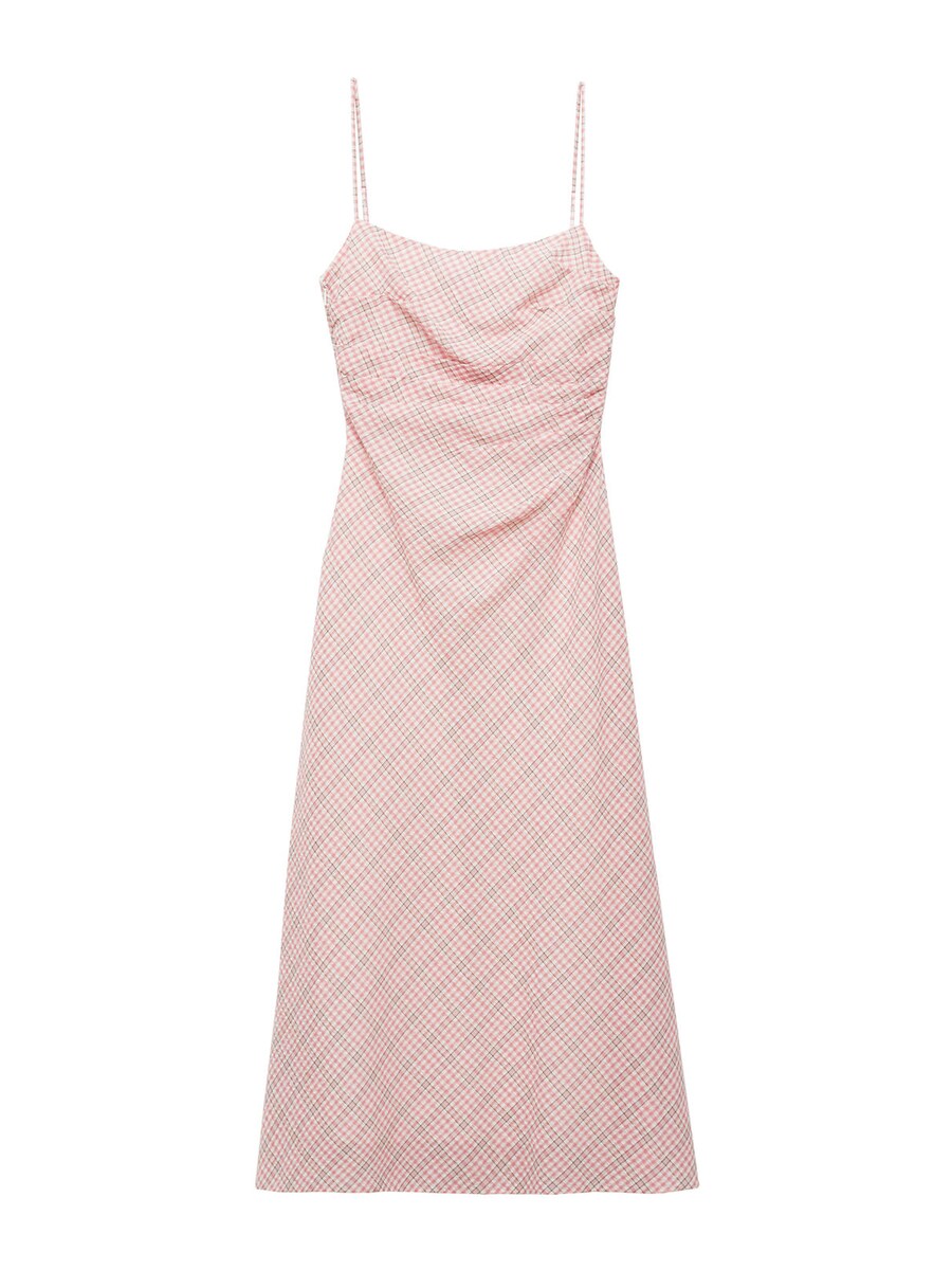 

Платье миди MANGO Dress Gather, темно-розовый