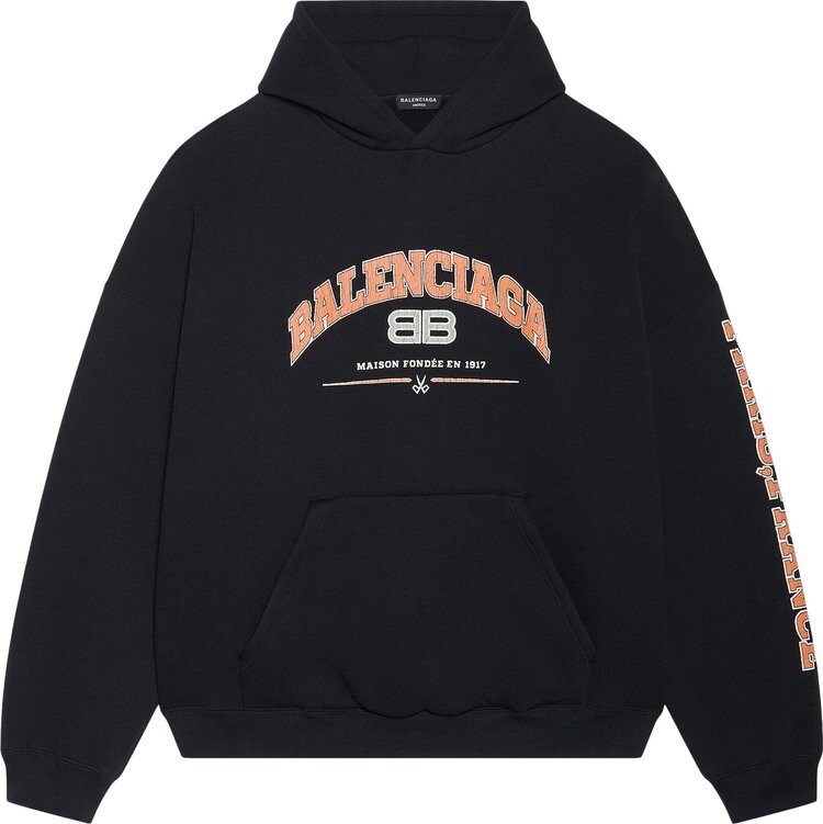 

Худи Balenciaga Wide Fit Hoodie 'Black/Orange/White', черный