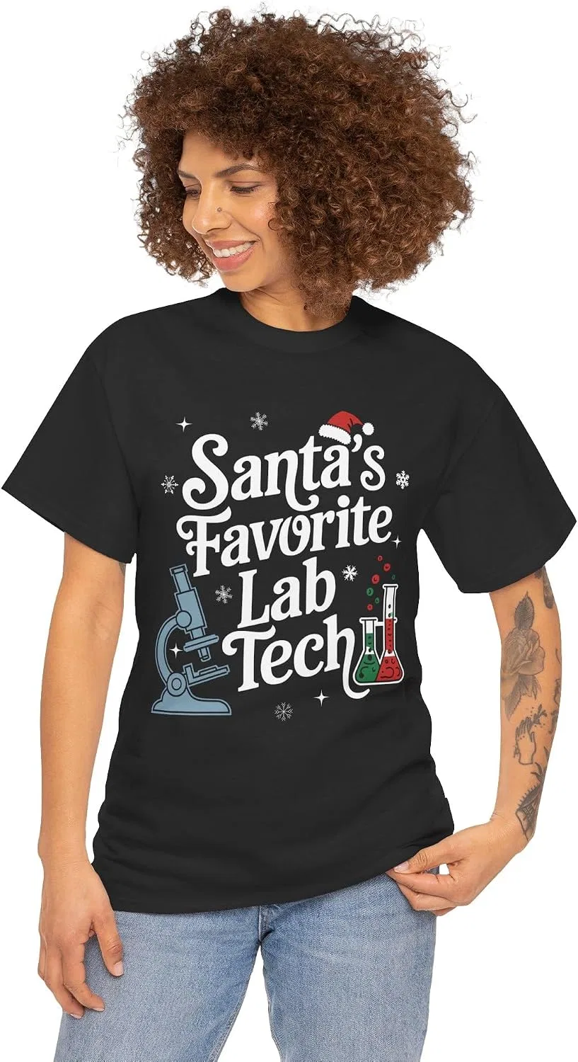 Женская футболка с Санта-Клаусом Christmas Lab Technician Gildan, Black — фото 2