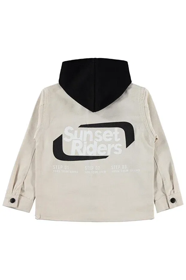 Детская рубашка с длинным рукавом с принтом Double pocket hooded shirt Civil Boys, Stone Color — фото 2