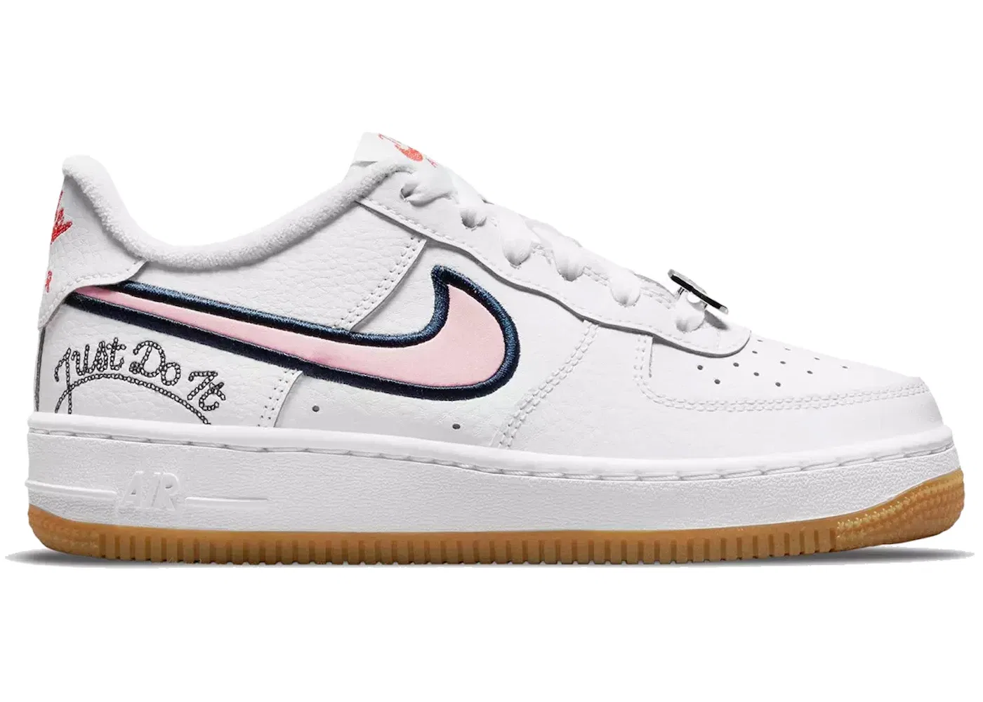 Детские кроссовки Lifestyle с принтом Nike Air Force 1 Low LV8 Just Do It Nike, White Chile Red Gum Light Brown Pink Glaze