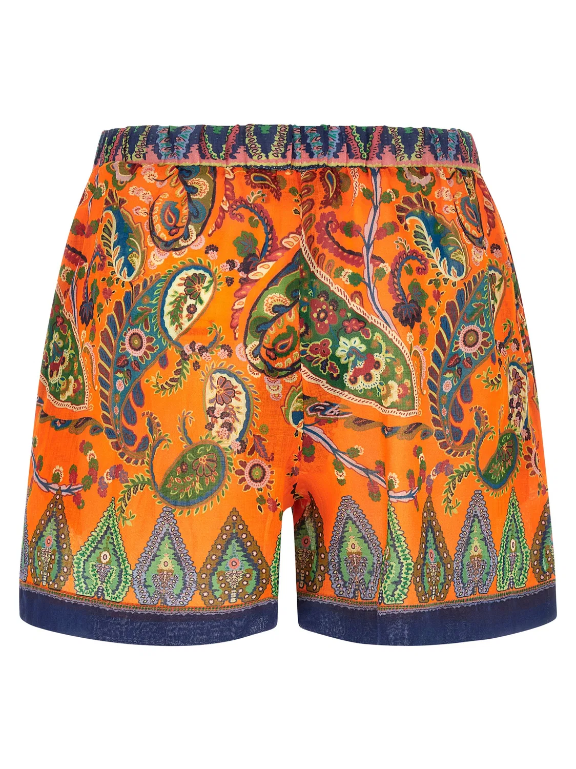 Женские шорты-бермуды с цветочным принтом Paisley Orange Ramie Etro, Orange — фото 2