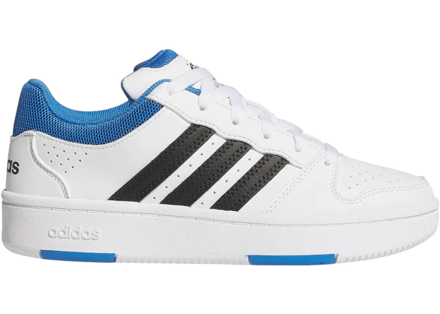 Детские кроссовки с кожаным верхом Adidas Hoops Classic, Cloud White Core Black Ray Blue
