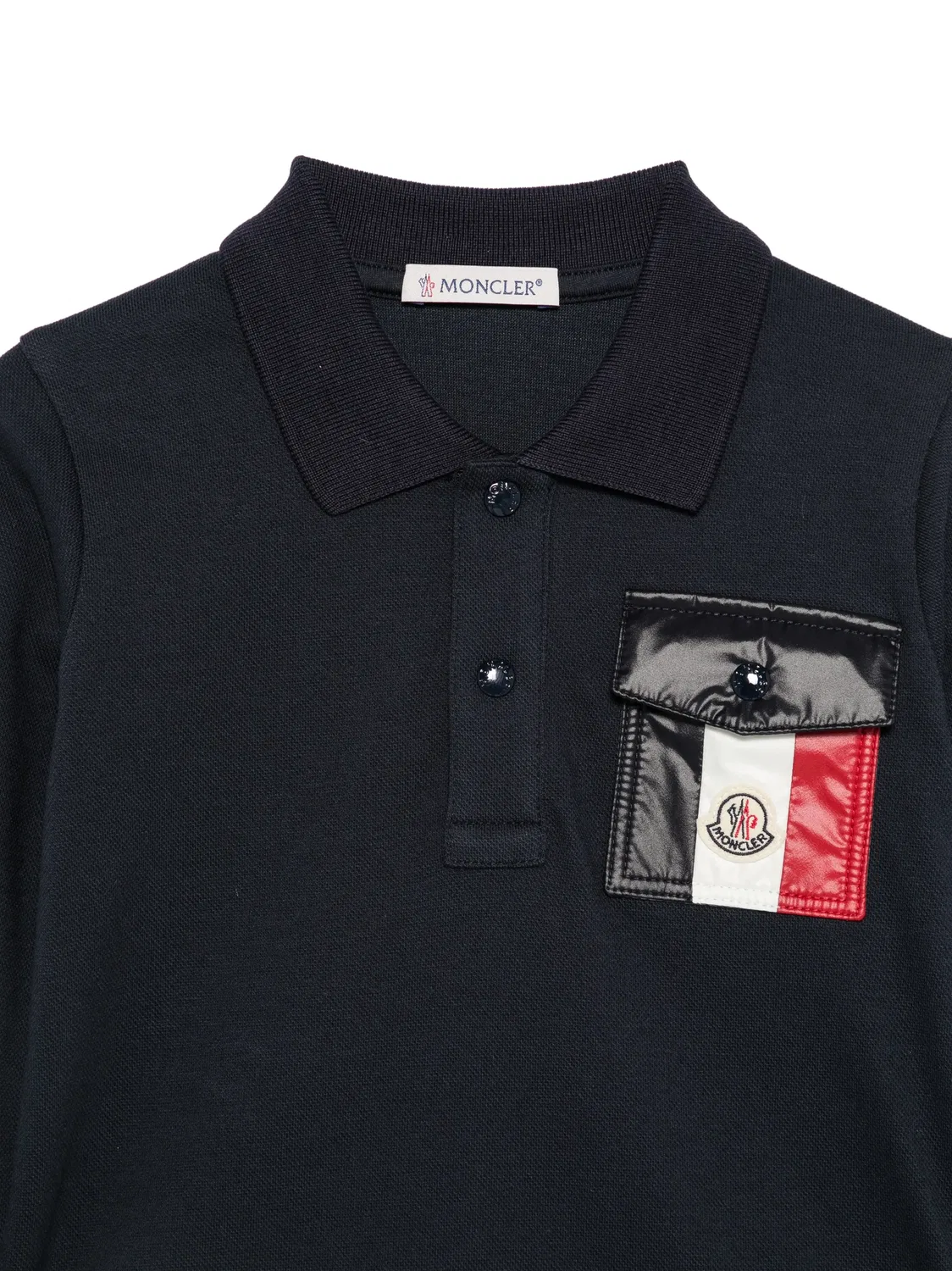 Рубашка поло с карманом и нашивкой-логотипом Moncler Enfant, синий — фото 3