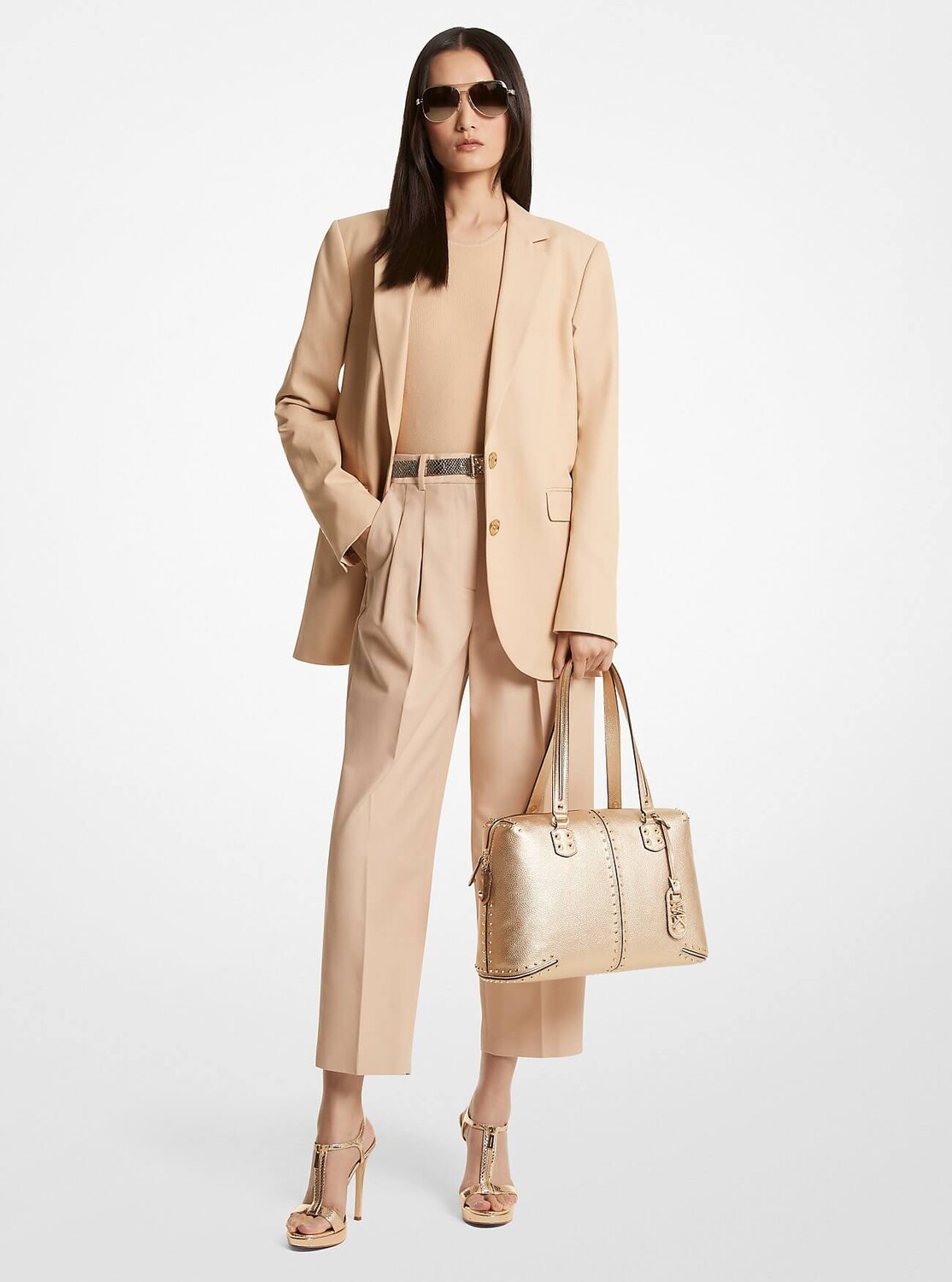 

Блейзер Michael Michael Kors Cotton Blend Twill, бежевый