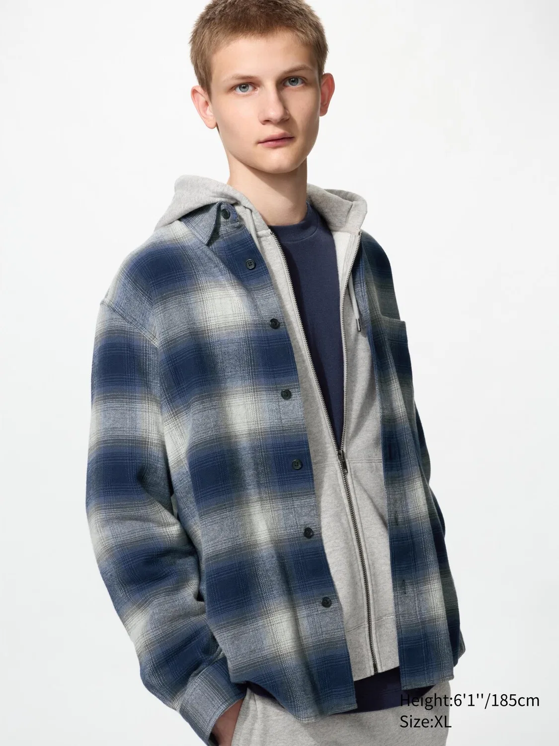 Рубашка фланелевая Uniqlo, мужская, синяя