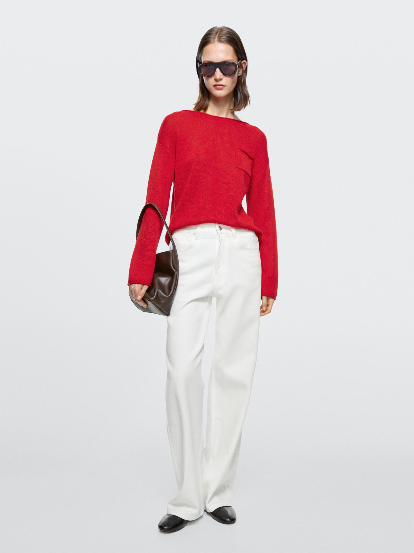 Джинсы Massimo Dutti High-Waist Wide-Leg, белый — фото 3