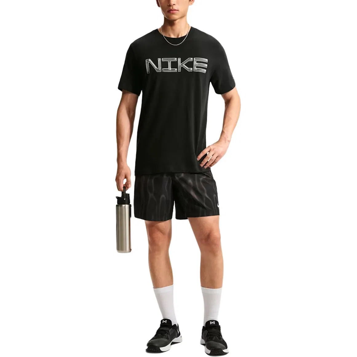 Мужская футболка с быстросохнущей тканью Nike, Black/White — фото 3