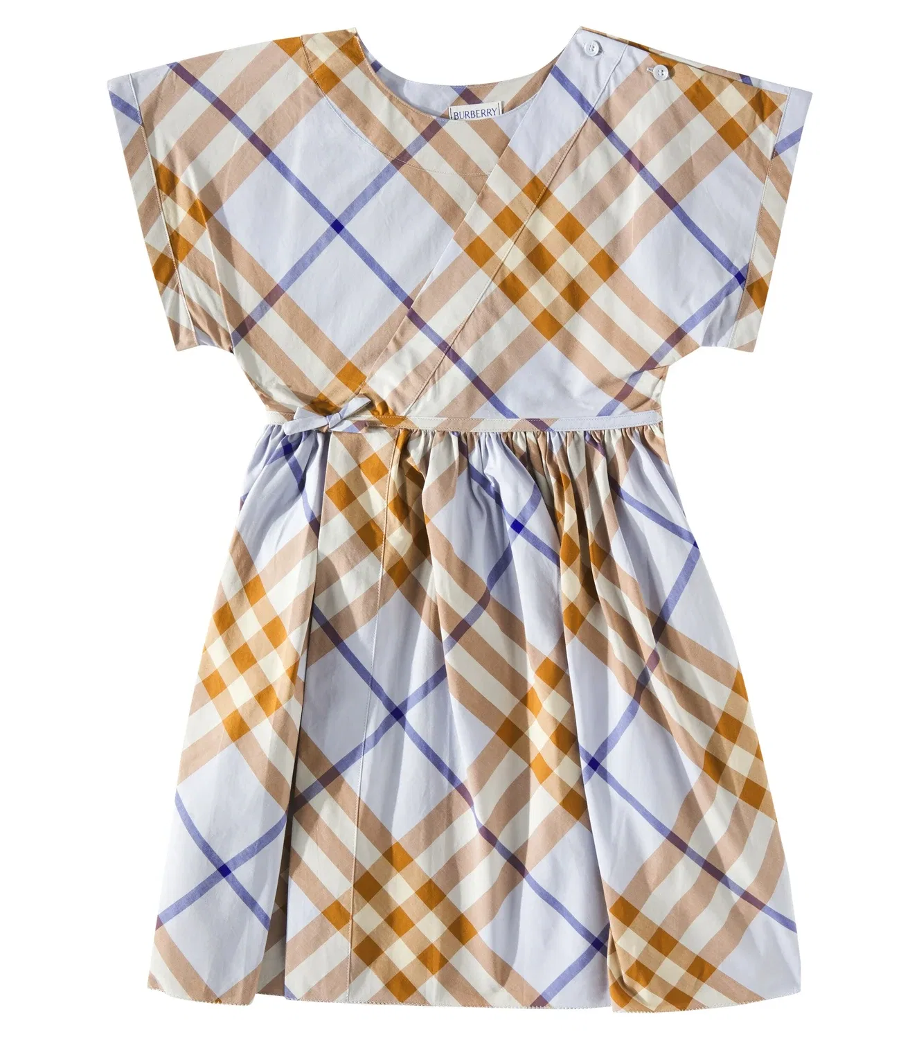 Платье из хлопка Burberry Check BURBERRY KIDS, синий