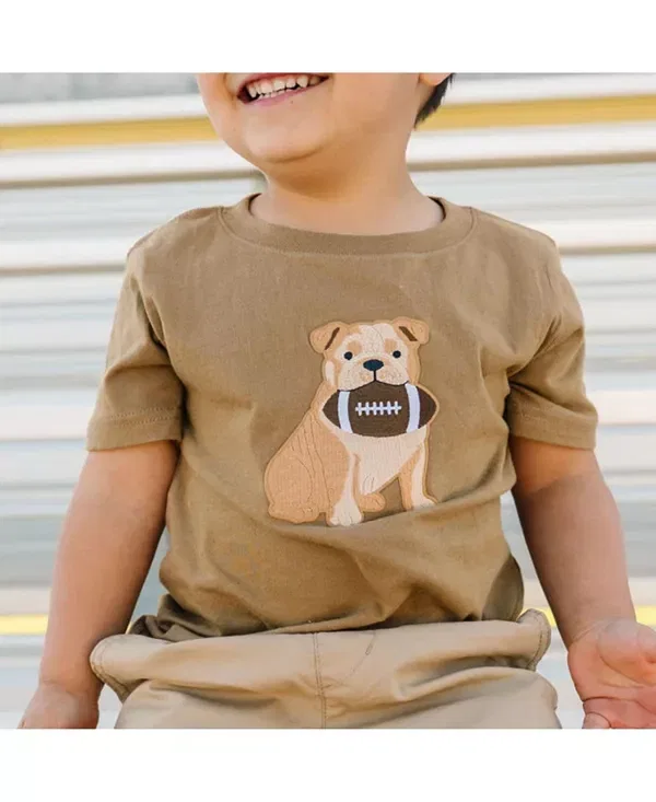 Детская футболка для мальчиков с патчем Bulldog Football Short Sleeve T-Shirt Sweet Wink, Mocha — фото 3
