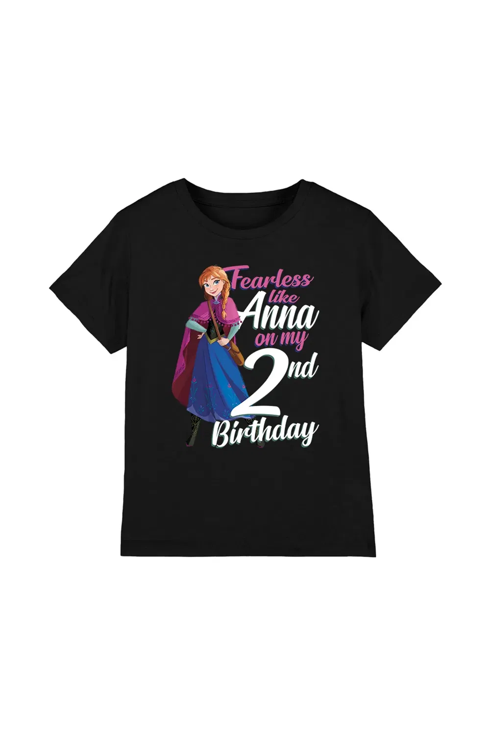 Детская футболка с принтом Fearless like anna 2nd birthday Frozen, Black