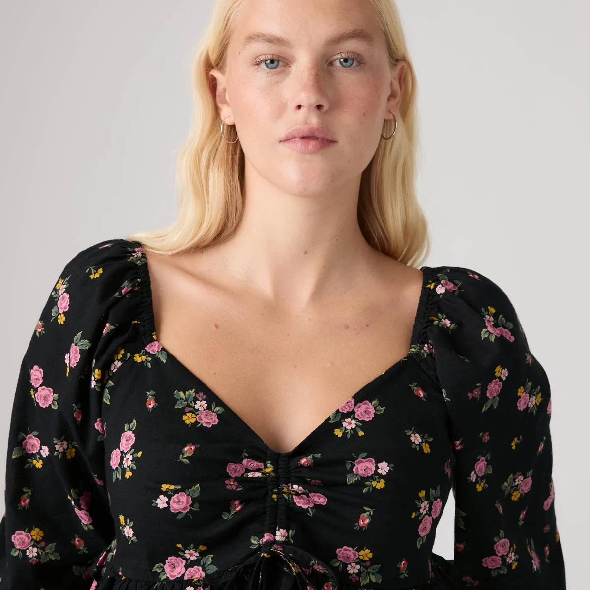 Узкая блузка с длинными рукавами Lottie Levi's, Abellona Floral Anthracite Night - Multi-Color — фото 2