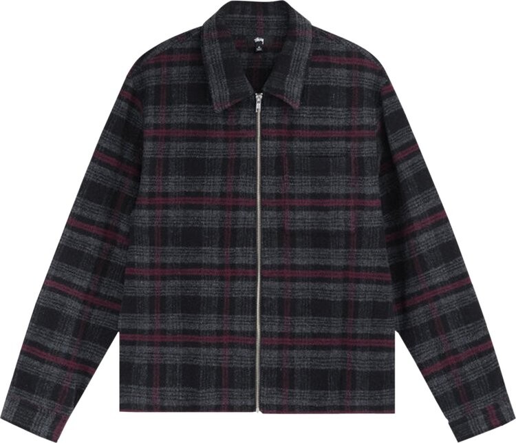 

Рубашка Stussy Reed Wool Plaid Zip Shirt 'Black', черный