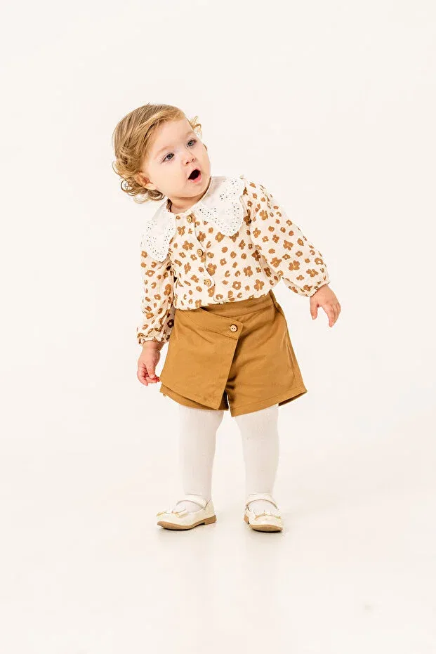 Детский комплект для девочек хлопковый Jnf Kids, Brown — фото 4