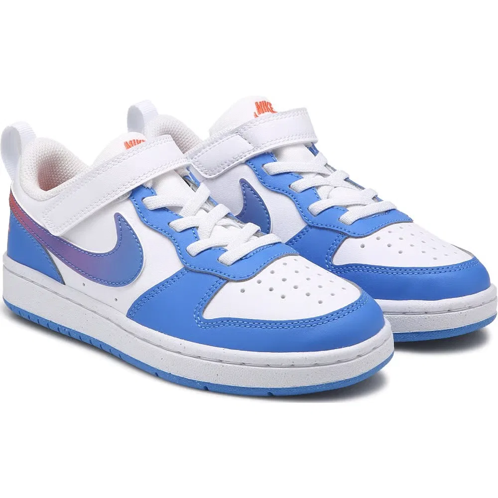 Детские низкие кроссовки Court Borough Recraft Nike, White/Blue/Violet