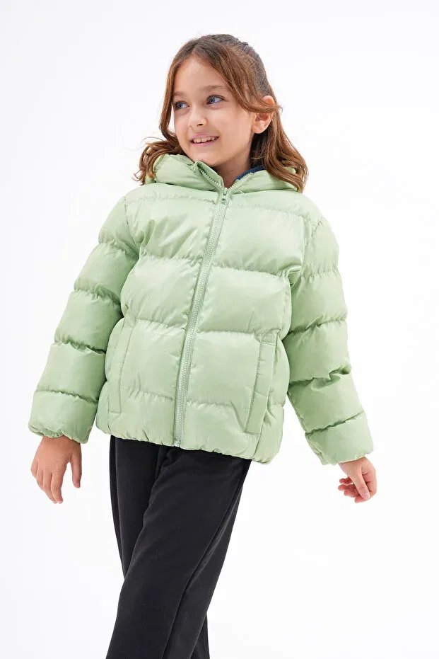 Детский зимнее пуховик для девочек с капюшоном Roba Kids, Light Green