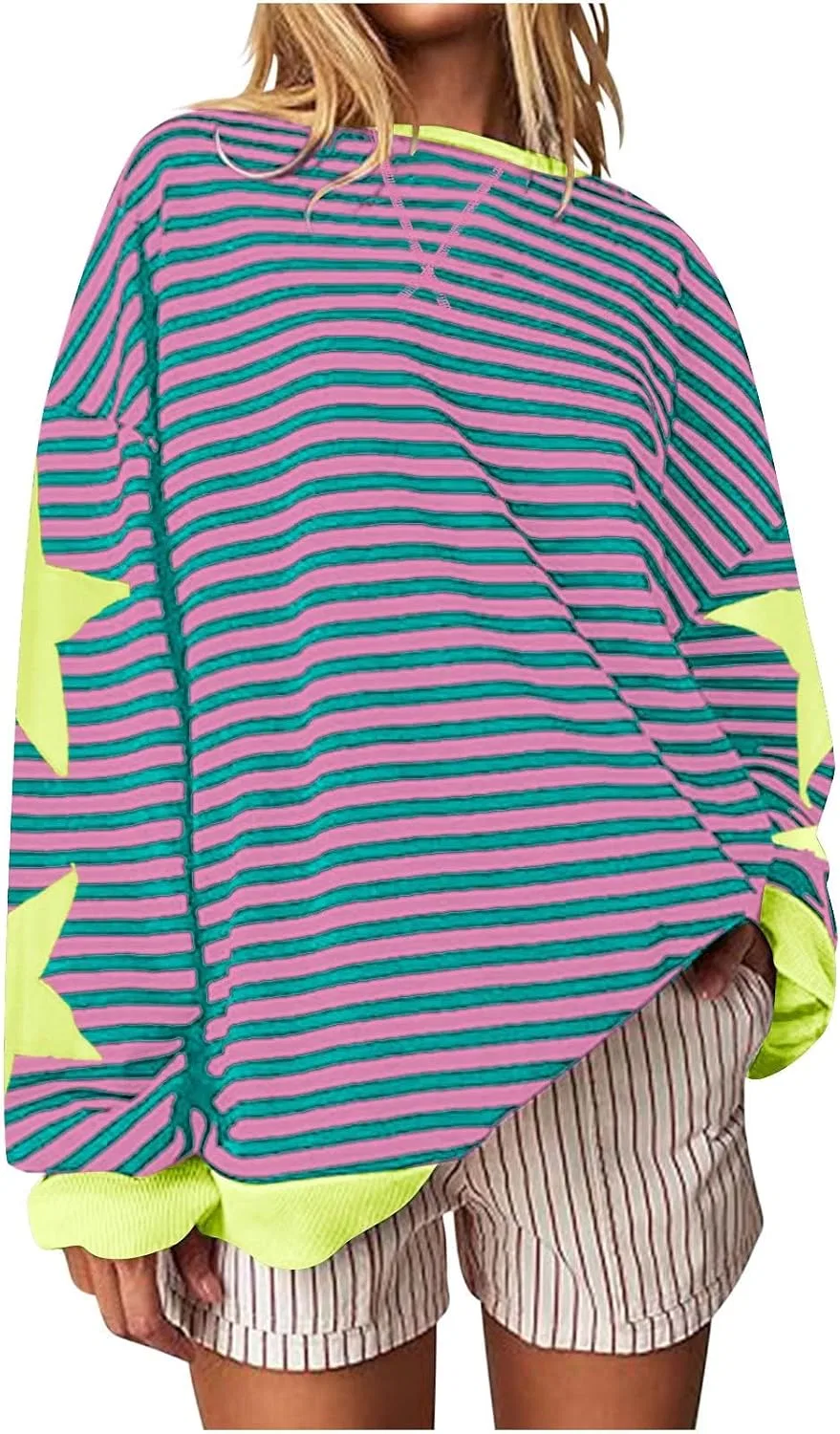 Женский свитшот оверсайз с принтом, фиолетовый — фото 3