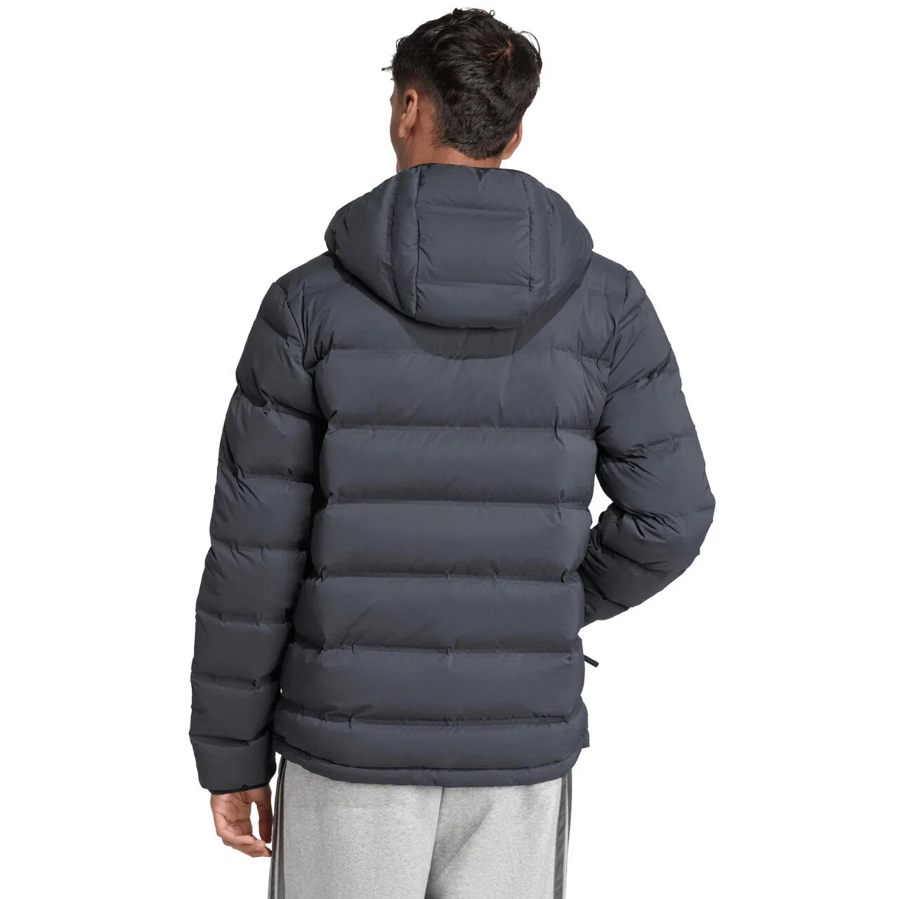Мужская зимняя куртка adidas Helionic Climawarm Stretch Hooded Down, Schwarz — фото 3