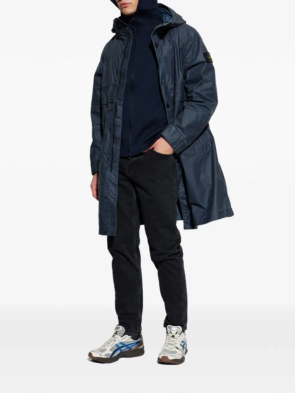 Худи с капюшоном и молнией Stone Island, темно-синий — фото 2