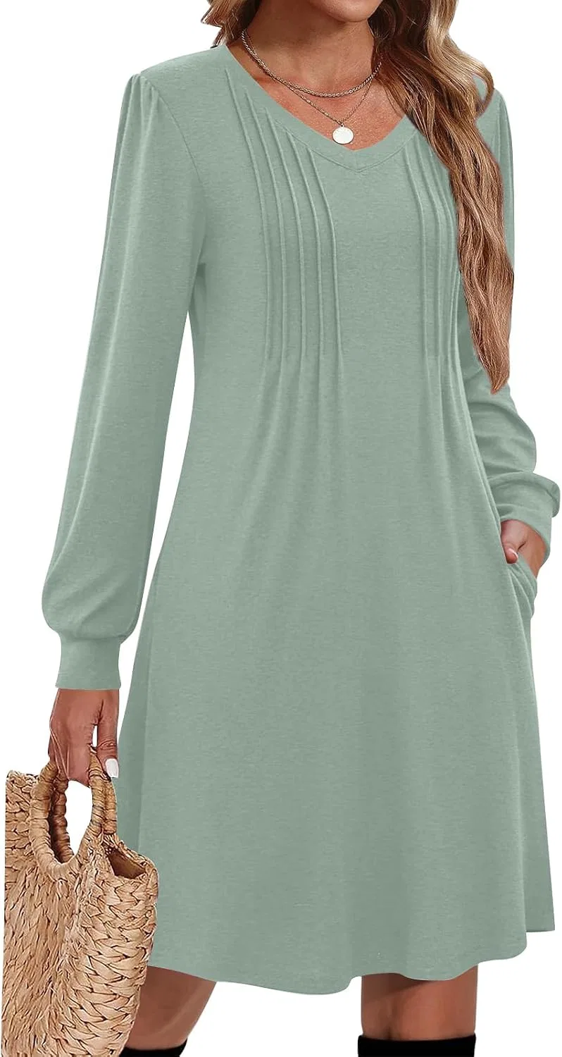 Женское платье A-силуэта с V-образным вырезом, Mint Green — фото 2