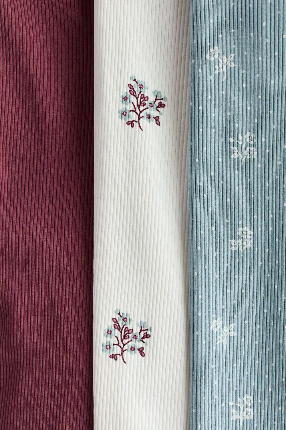 Комплект из 3 расклешенных леггинсов с оверлочной обработкой низа H&M, Matttürkis/Geblümt — фото 2