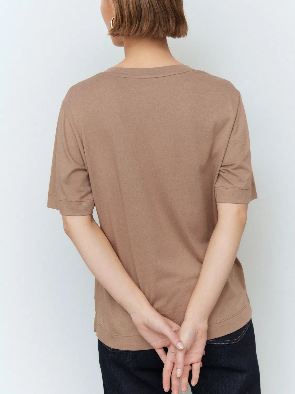 Футболка свободного кроя с V-образным вырезом Next, Taupe Brown — фото 4