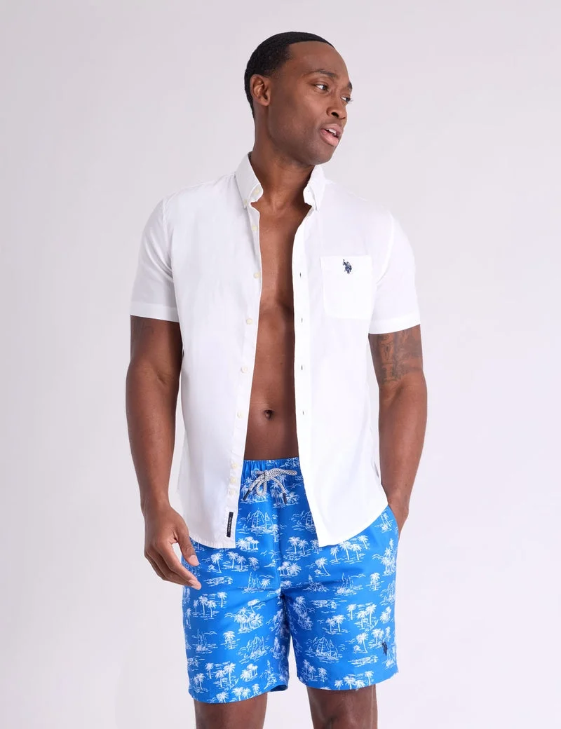 Мужские шорты для плавания U.S. Polo Assn. 7" Palm Tree Print, голубой — фото 3
